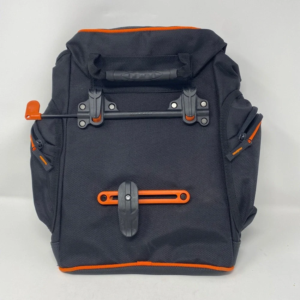 Ibera PakRak Bicycle Pannier Bag Black Orange Quick Release Commuter Bike Bag